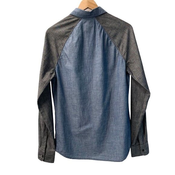 Levi's SMALL Modern Fit Cotton Colorblock Button Down Raglan Retro Work Shirt - Picture 2 of 5